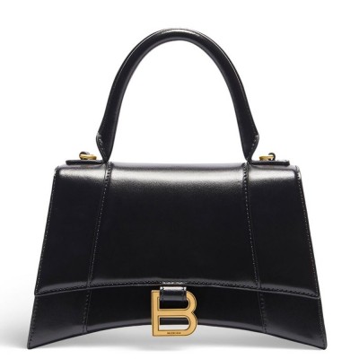 Balenciaga Hourglass Small Bag in Black Box Calfskin