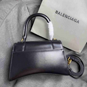 Balenciaga Hourglass Small Bag in Black Box Calfskin