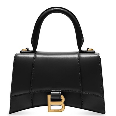 Balenciaga Hourglass XS Bag in Black Box Calfskin