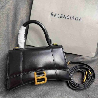 Balenciaga Hourglass XS Bag in Black Box Calfskin