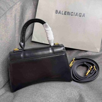 Balenciaga Hourglass XS Bag in Black Box Calfskin