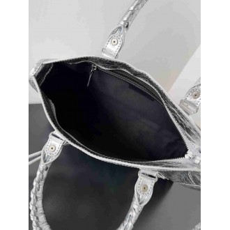 Balenciaga Le City Small Bag in Silver Metallic Lambskin