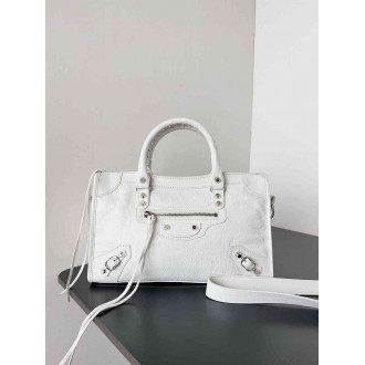 Balenciaga Le City Small Bag in White Arena Lambskin