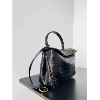 Balenciaga Rodeo Mini Bag in Black Crocodile Embossed Calfskin