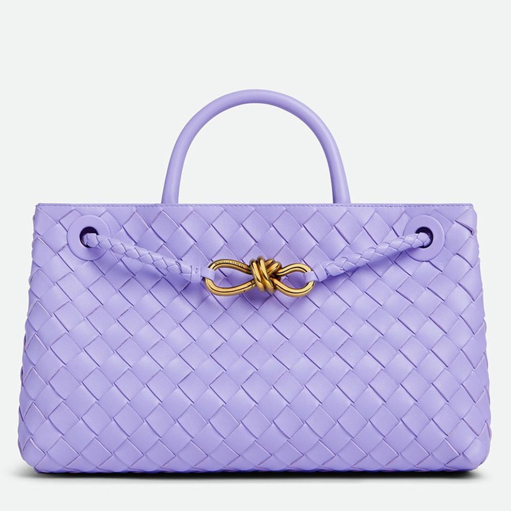 Bottega Veneta Andiamo Small East West Bag in Lilas Intrecciato Lambskin