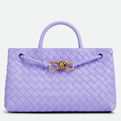 Bottega Veneta Andiamo Small East West Bag in Lilas Intrecciato Lambskin