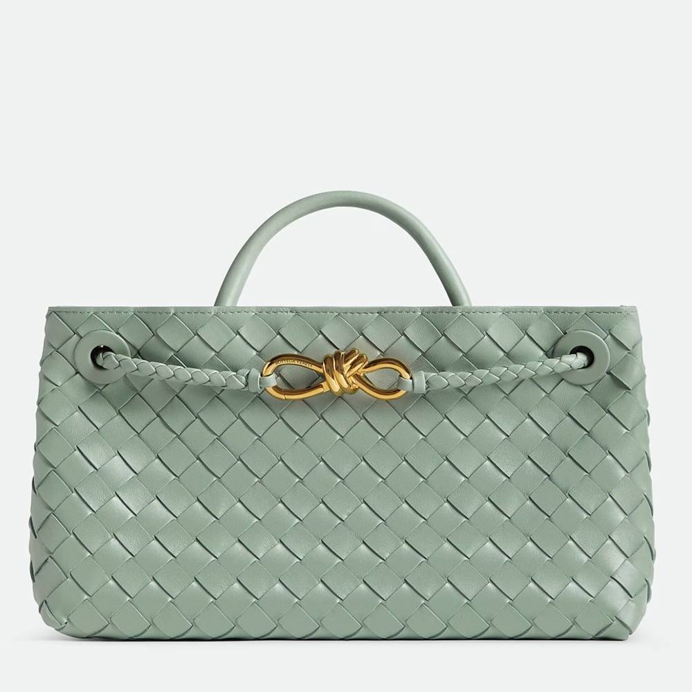 Bottega Veneta Andiamo Small East West Bag in Sauge Intrecciato Lambskin