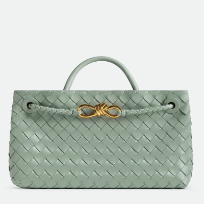 Bottega Veneta Andiamo Small East West Bag in Sauge Intrecciato Lambskin