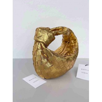 Bottega Veneta BV Jodie Mini Bag In Gold Metallic Intrecciato Leather