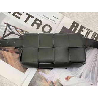 Bottega Veneta Cassette Belt Bag In Black Intrecciato Leather