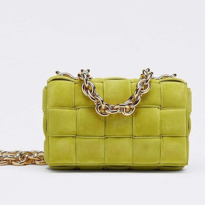 Bottega Veneta Chain Cassette Bag In Kiwi Suede