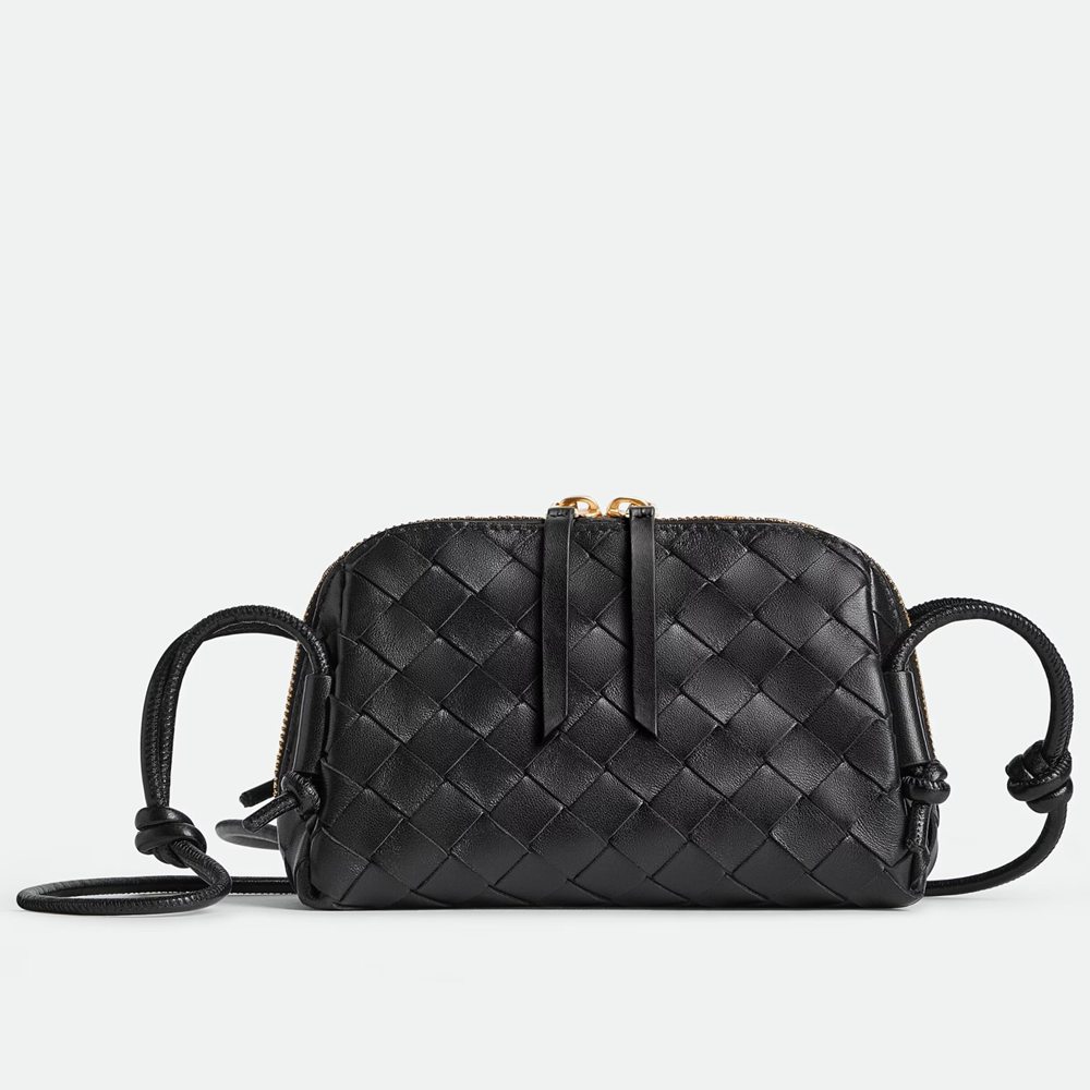 Bottega Veneta Concert Pouch in Black Intrecciato Lambskin
