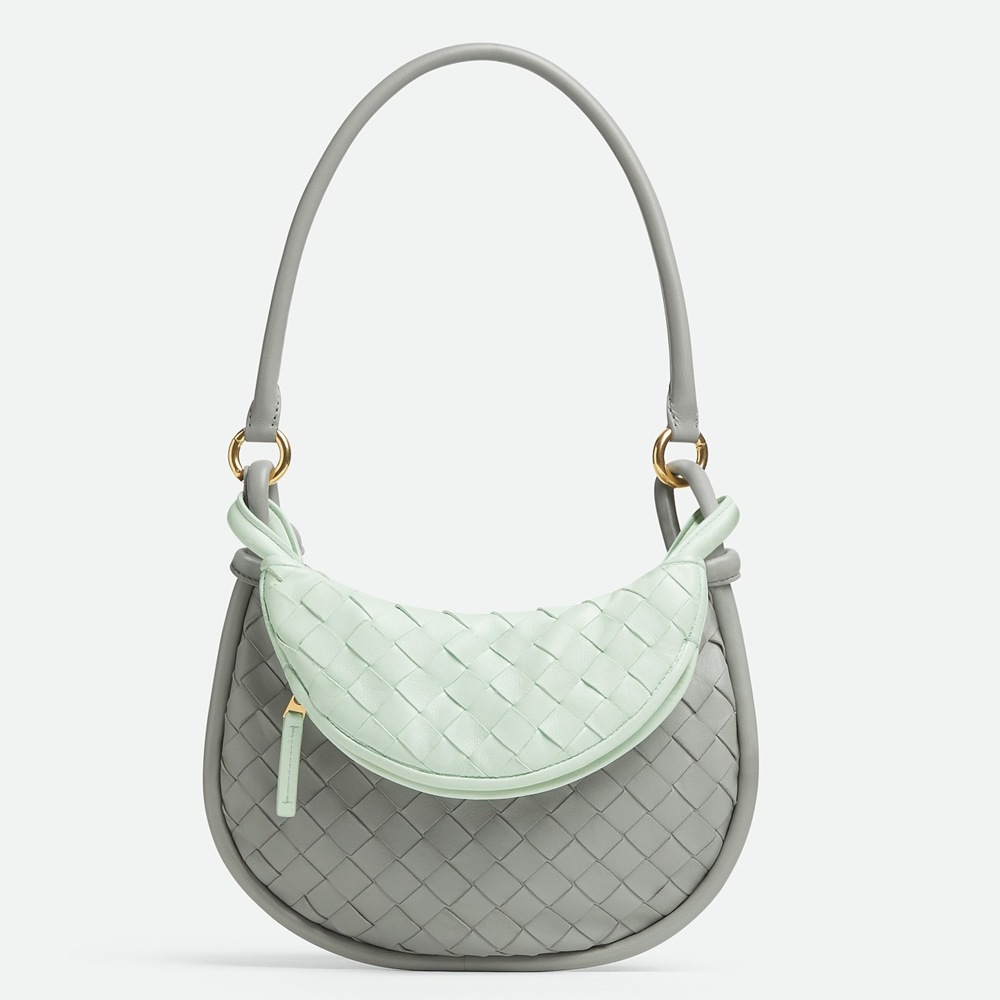 Bottega Veneta Gemelli Small Bag in Grey Glacier Intrecciato Lambskin
