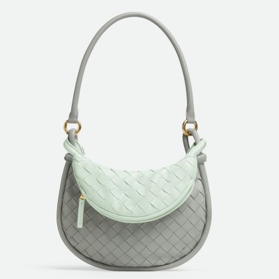 Bottega Veneta Gemelli Small Bag in Grey Glacier Intrecciato Lambskin