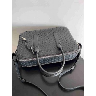 Bottega Veneta Getaway Briefcase in Black Intrecciato Calfskin