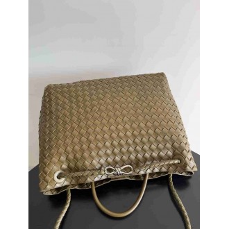 Bottega Veneta Large Andiamo Bag in Khaki Intrecciato Lambskin