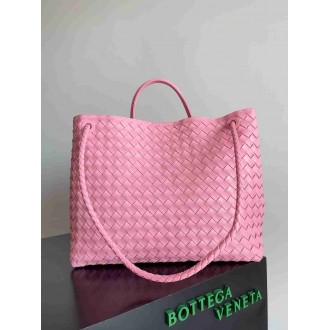 Bottega Veneta Large Andiamo Bag in Pink Intrecciato Lambskin