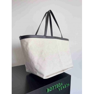 Bottega Veneta Large Flip Flap Bag in Canvas with Fondant Leather