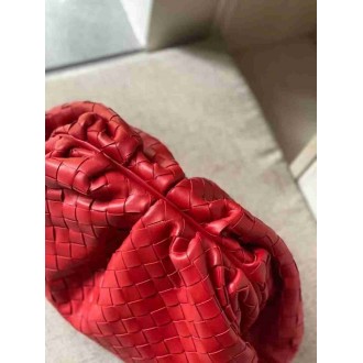 Bottega Veneta Large Pouch Clutch In Red Intrecciato Lambskin