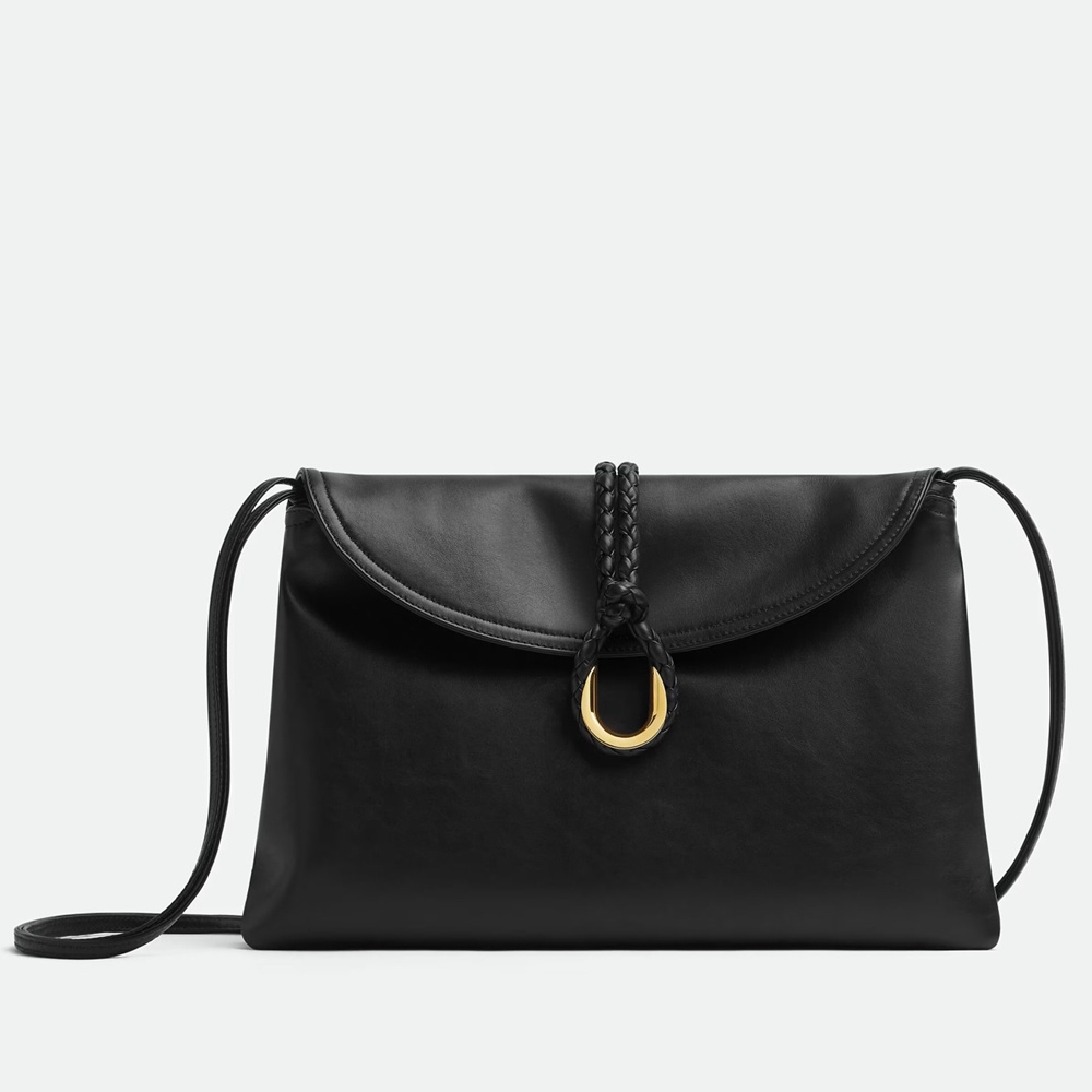 Bottega Veneta Medium Liberta Bag in Black Calfskin