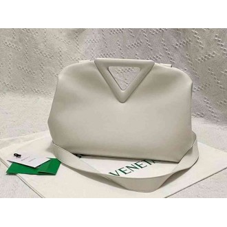 Bottega Veneta Medium Point Top Handle Bag In White Leather