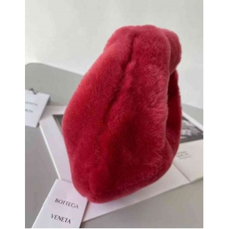 Bottega Veneta Mini BV Jodie Bag In Red Shearling