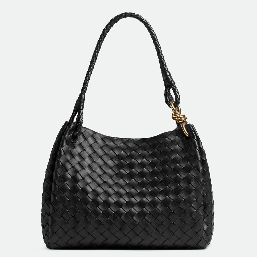 Bottega Veneta Parachute Large Bag in Black Intrecciato Lambskin