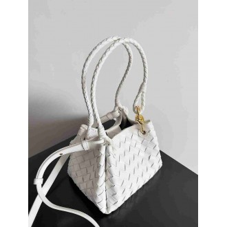 Bottega Veneta Parachute Small Bag in White Intrecciato Lambskin