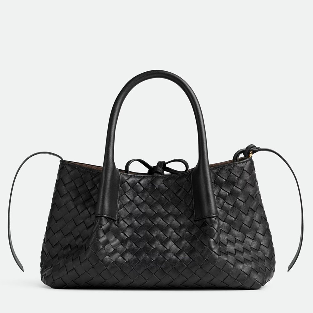 Bottega Veneta Pinacoteca Small Bag in Black Intrecciato Calfskin