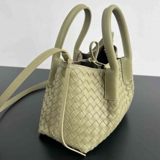 Bottega Veneta Pinacoteca Small Bag in Travertine Intrecciato Calfskin