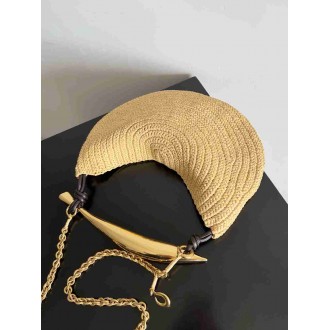Bottega Veneta Sardine Small Bag with Chain in Natural Raffia