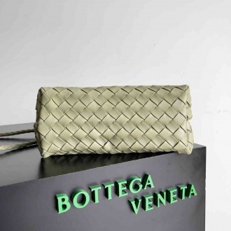 Bottega Veneta Small Andiamo Bag In Travertine Intrecciato Lambskin