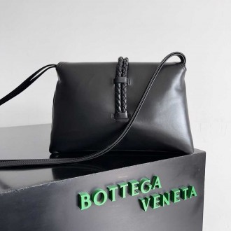 Bottega Veneta Small Liberta Bag in Black Calfskin
