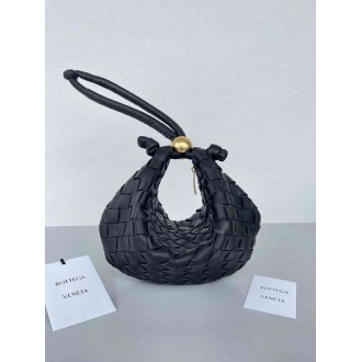 Bottega Veneta Turn Bag In Black Intrecciato Lambskin