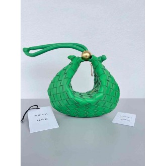 Bottega Veneta Turn Bag In Green Intrecciato Lambskin