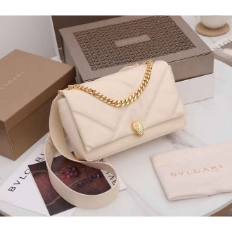 Bvlgari Serpenti Cabochon Medium Bag In White Calfskin