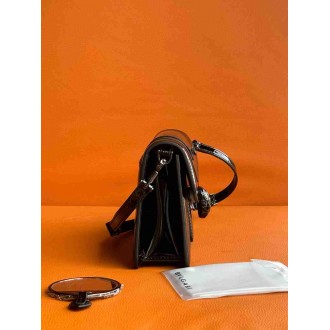 Bvlgari Serpenti Forever East-West Shoulder Bag in Black Brushed Leather