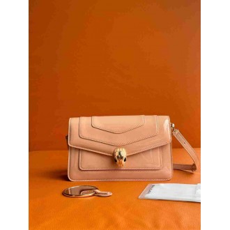 Bvlgari Serpenti Forever East-West Shoulder Bag in Nude Brushed Leather