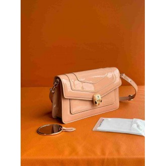 Bvlgari Serpenti Forever East-West Shoulder Bag in Nude Brushed Leather