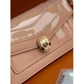 Bvlgari Serpenti Forever East-West Shoulder Bag in Nude Brushed Leather