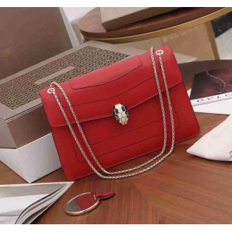 Bvlgari Serpenti Forever Large Shoulder Bag In Red Calfskin
