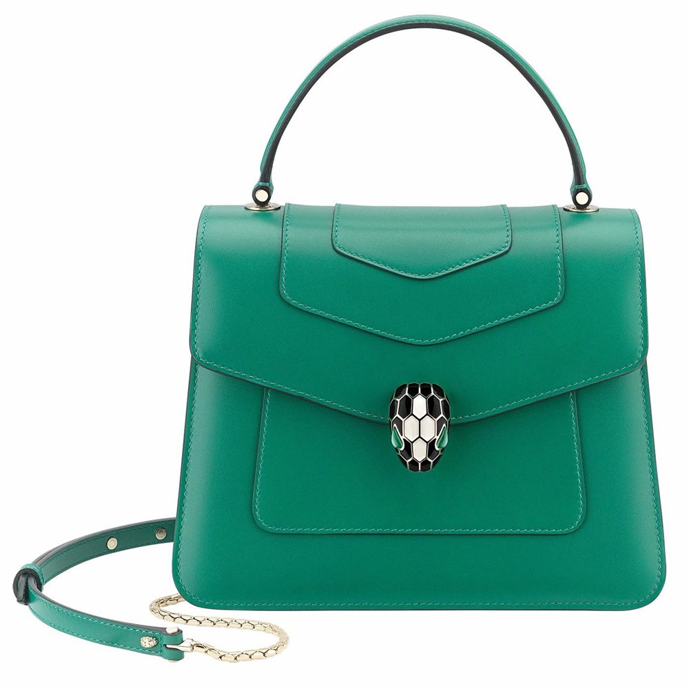 Bvlgari Serpenti Forever Medium Bag In Green Calfskin