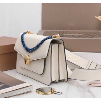 Bvlgari Serpenti Forever Medium Crossbody Bag with Chain White