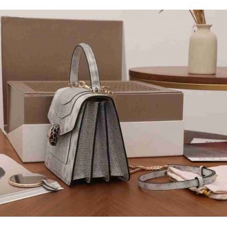 Bvlgari Serpenti Forever Small Bag In Gray Karung Leather
