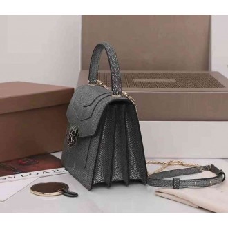 Bvlgari Serpenti Forever Small Bag In Grey Karung Leather