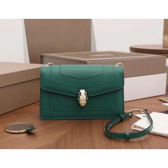 Bvlgari Serpenti Forever Small Cross-body Bag In Green Calfskin