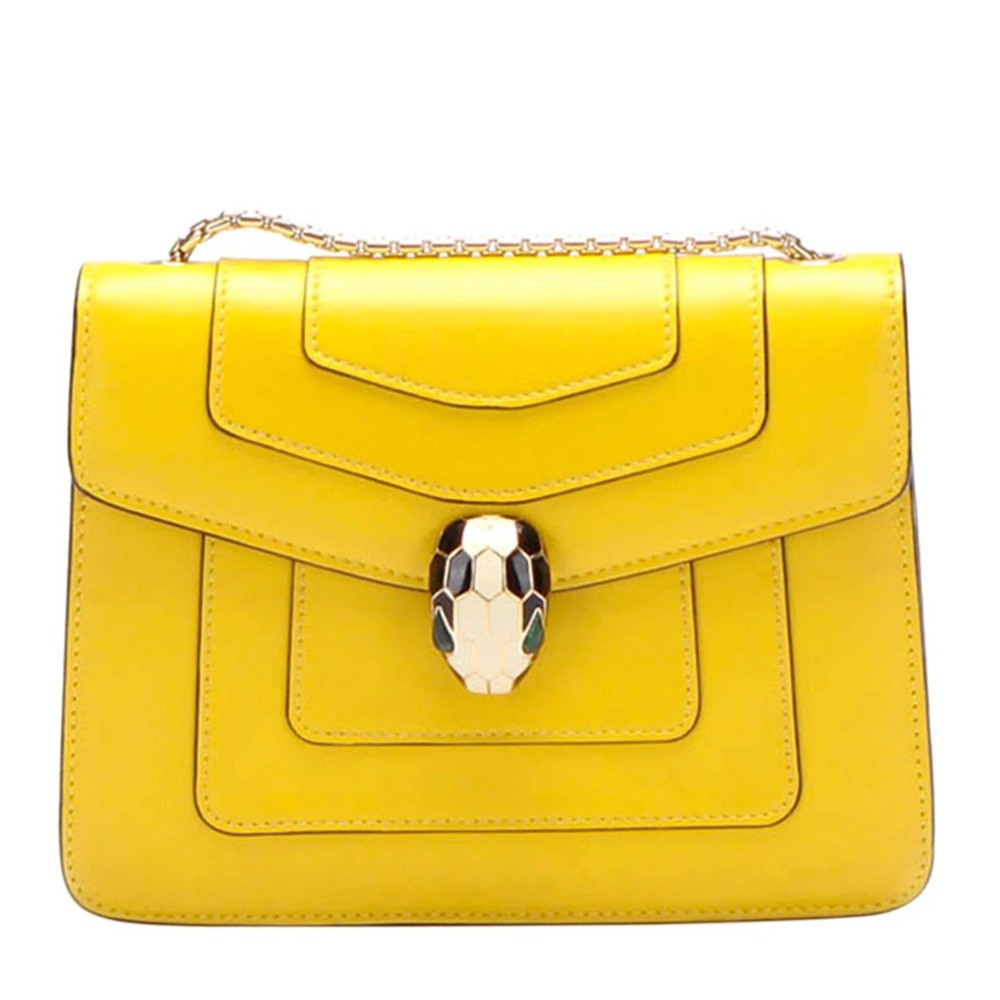 Bvlgari Serpenti Forever Small Crossbody Bag in Yellow Leather
