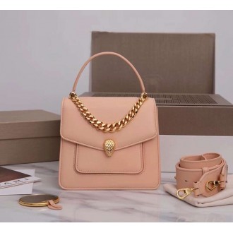 Bvlgari Serpenti Forever Small Top Handle Bag with Chain Nude