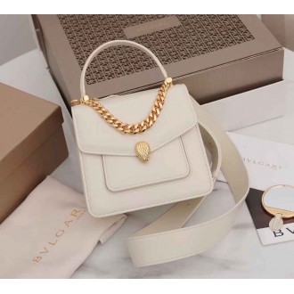 Bvlgari Serpenti Forever Small Top Handle Bag with Chain White