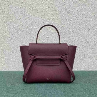 Celine Belt Nano Bag In Bordeaux Grained Calfskin